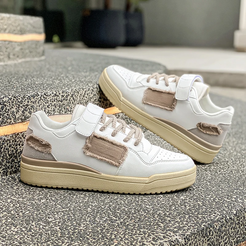 

Retro Casual Lace Up Men's Trainers Lightweight Flat Shoes Breathable Sports Casual with Colour Matching Vulcanized Shoes Men