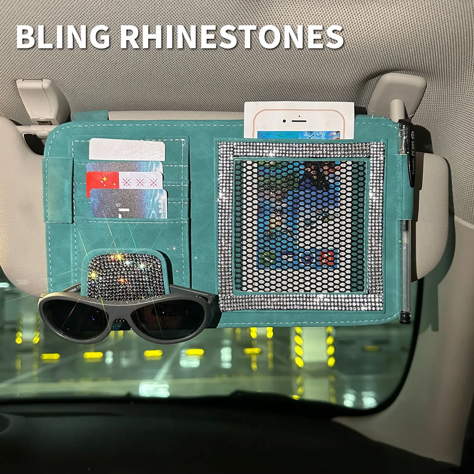 

Алмазный автомобильный зажим для очков sunboard, многофункциональная сумка для хранения, женская сумка для хранения карт