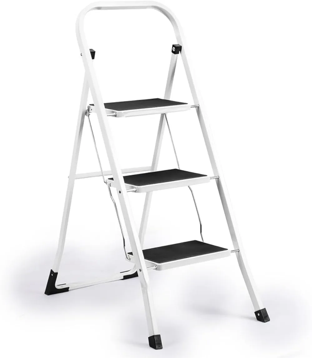 

Delxo 3 Step Ladder Folding Step Stool with Handle Sturdy Wide Pedal, Lightweight Anti-Slip Three Step Ladders,Portable Collapsi