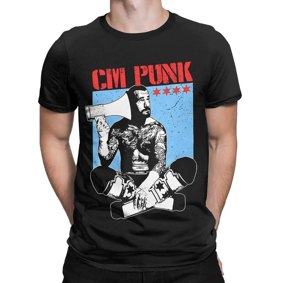 Men Cm Punk Aew Best In The World T Shirts Pure Cotton Clothing Humor Short Sleeve O Neck Tee Shirt Plus Size T-Shirts