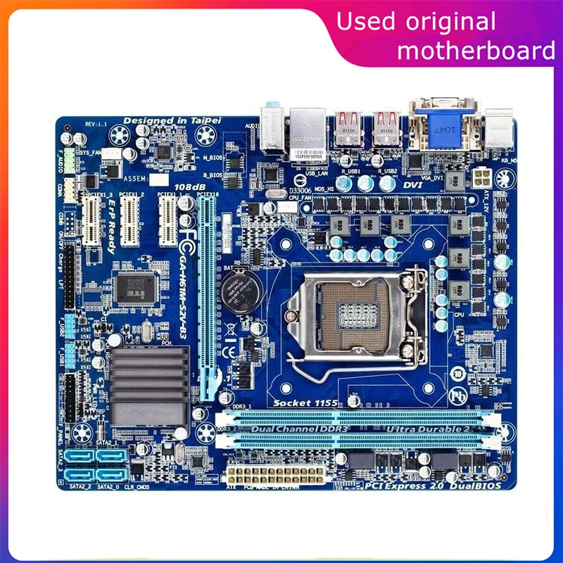 

Used LGA 1155 For Intel H61 GA-H61M-S2V-B3 H61M-S2V-B3 Computer USB2.0 SATA2 Motherboard DDR3 16G Desktop Mainboard