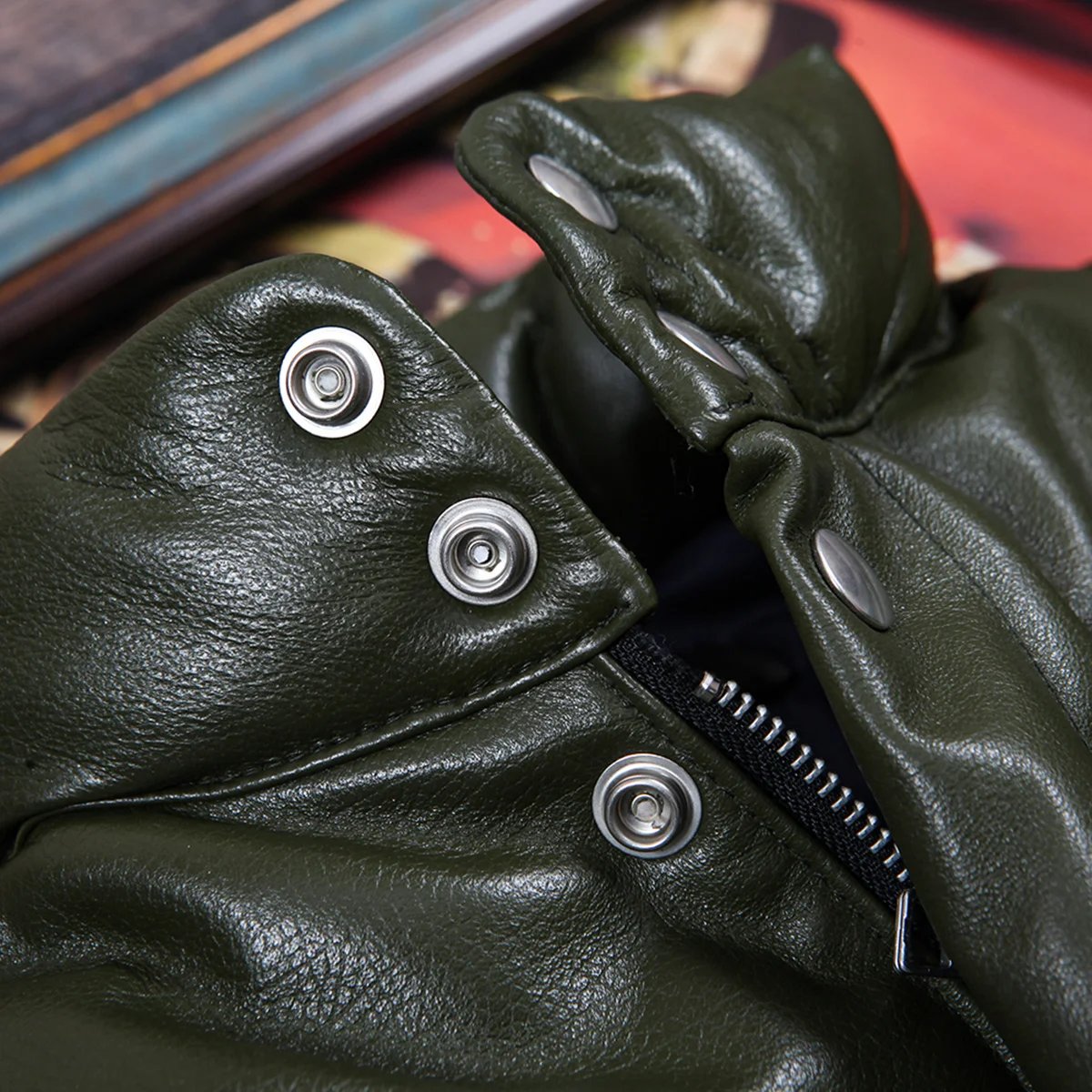 

SDD880 Super Warm Mens Genuine Ykk Zipper Goat Leather 90% Duck Feather Thick Down Jacket