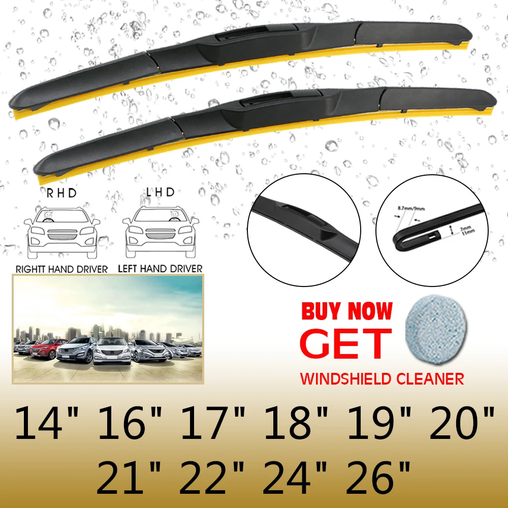 

2PCS Car Windshield Wiper U Hook type14" 16" 17" 18" 19" 20" 21" 22" 24" 26"Windshield Windscreen Silica Gel Car Accessories