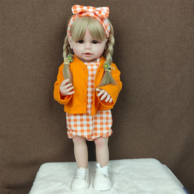 

55cm Reborn Dolls Soft Silicone Body Vinyl Doll Stand Girl Newborn Baby Princess Baby Girl Doll Gifts For Kid