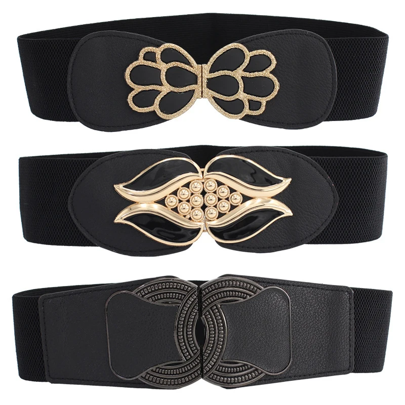 Vintage Plus Size Elastic Corset Belt Female Designer Belts For Women Waist Big Stretch Cummerbunds Buckle Wide Cinturon Mujer