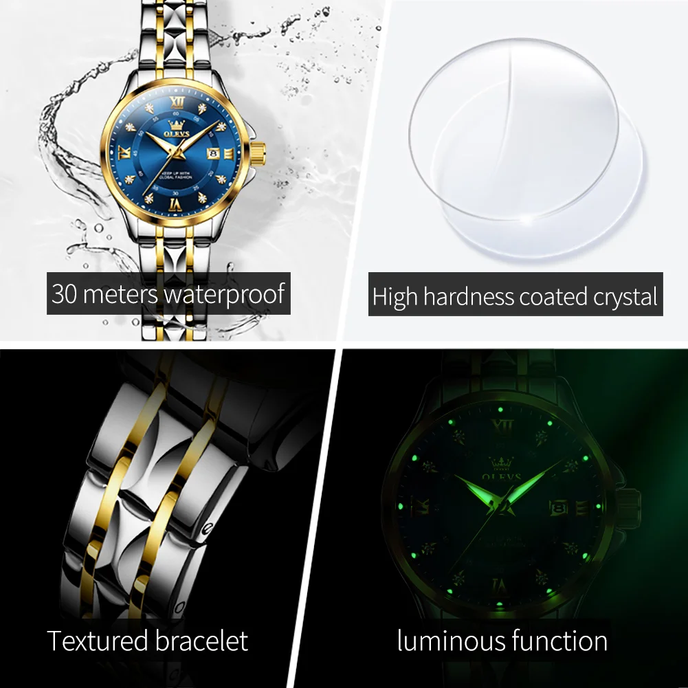 Женские часы OLEVS 2906 элегантные кварцевые с бриллиантами роскошный модный бренд