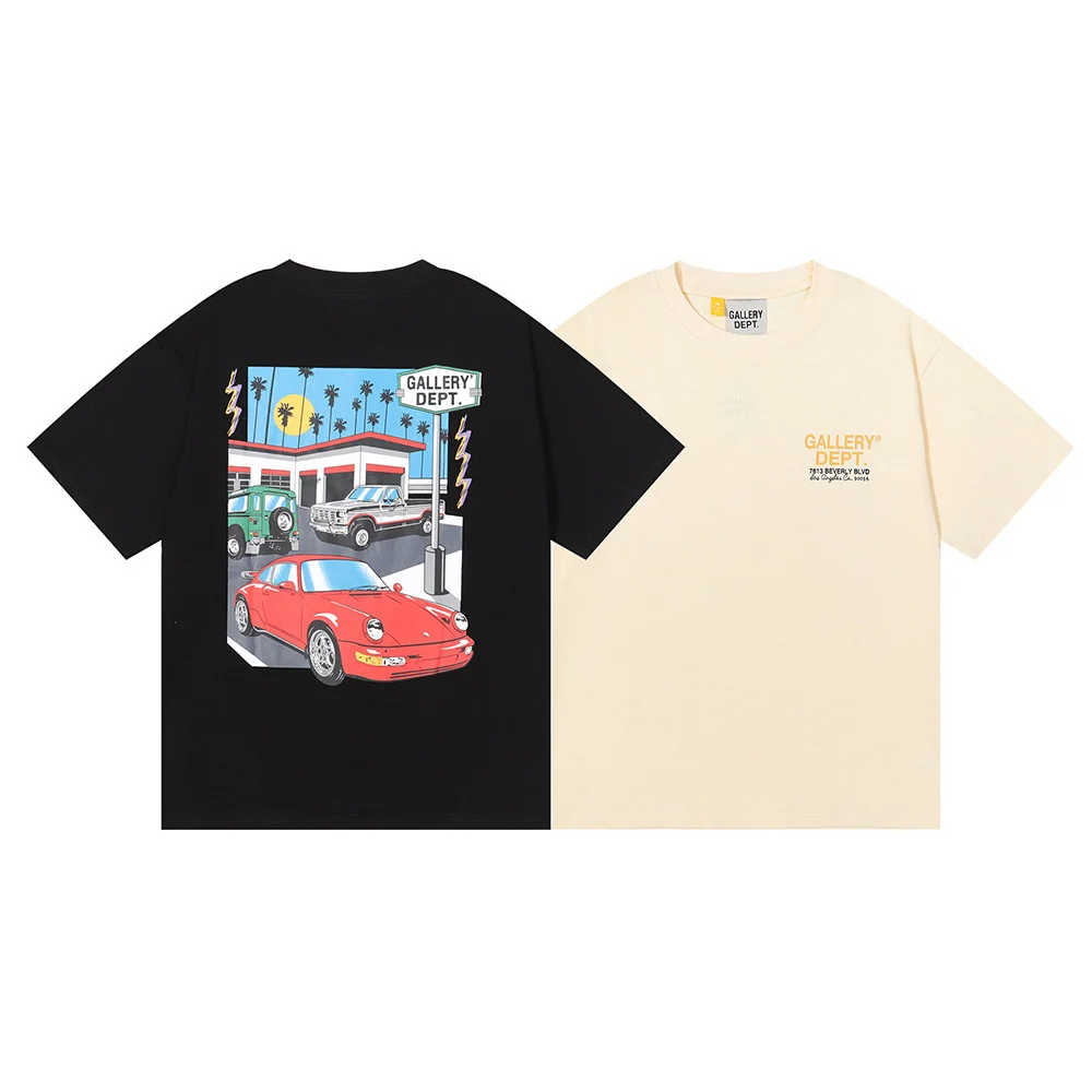 

Summer new gallery dept Los Angeles wash used cartoon car short sleeve