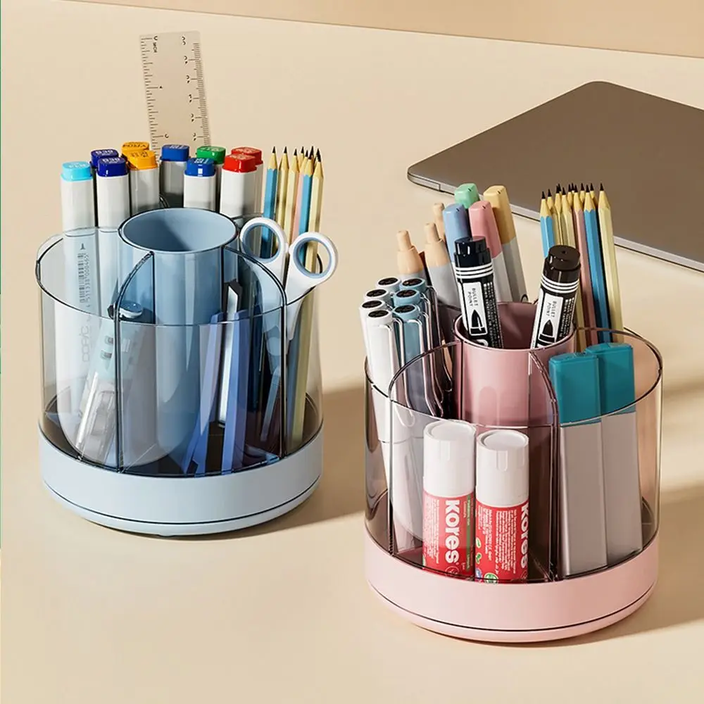 

Large Capacity Home Office School 5 Grid Rotatable Pen Holder Desktop Storage Box Makeup Brushes Holder Pen Organizer