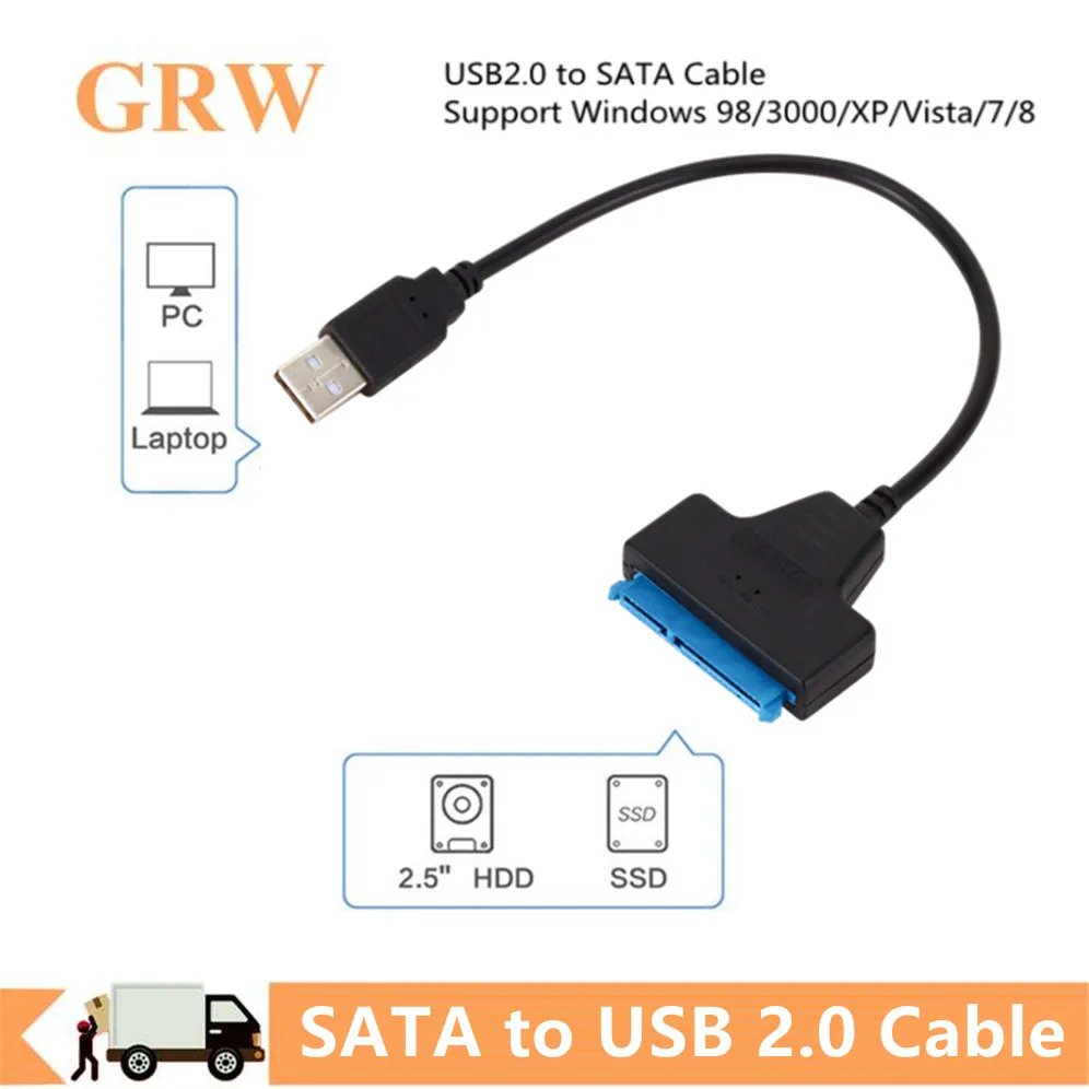 

Grwibeou USB 2.0 to SATA Cable 22pin Adapter Converter Cable for 2.5in HDD SSD Hard Drives Hard Disk Drives for Solid Disk Drive