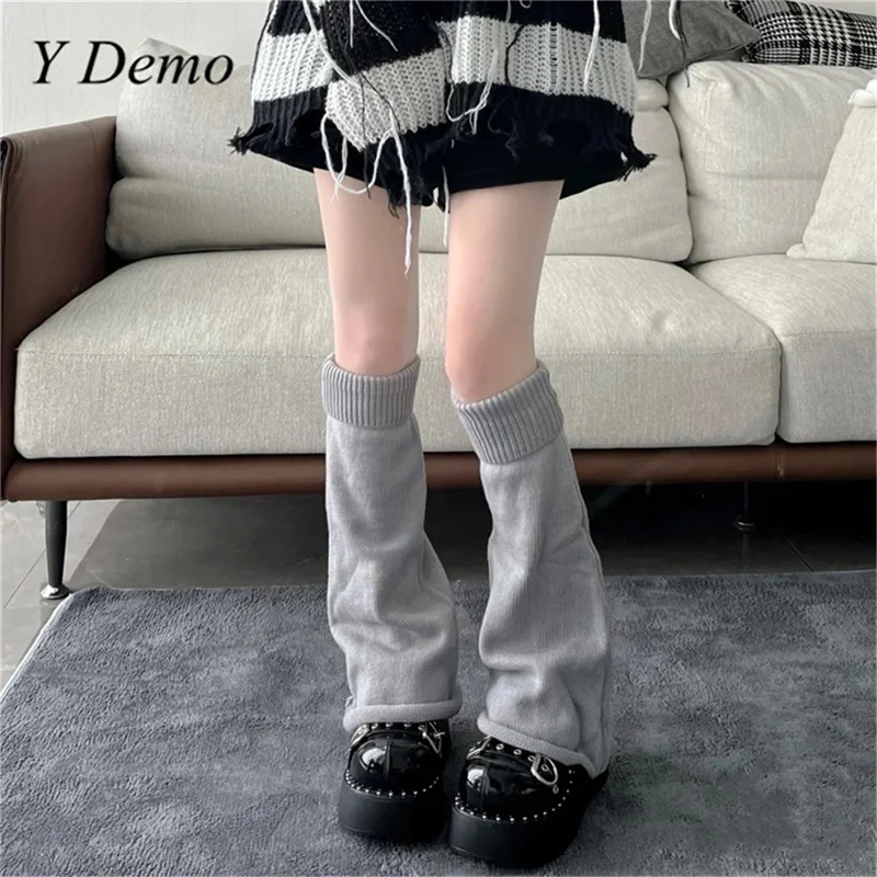 

Solid Color Stretchy Leg Warmers Knitted Boots Cover Uniform Socks Spring Knee Warmers Lovely And Moving