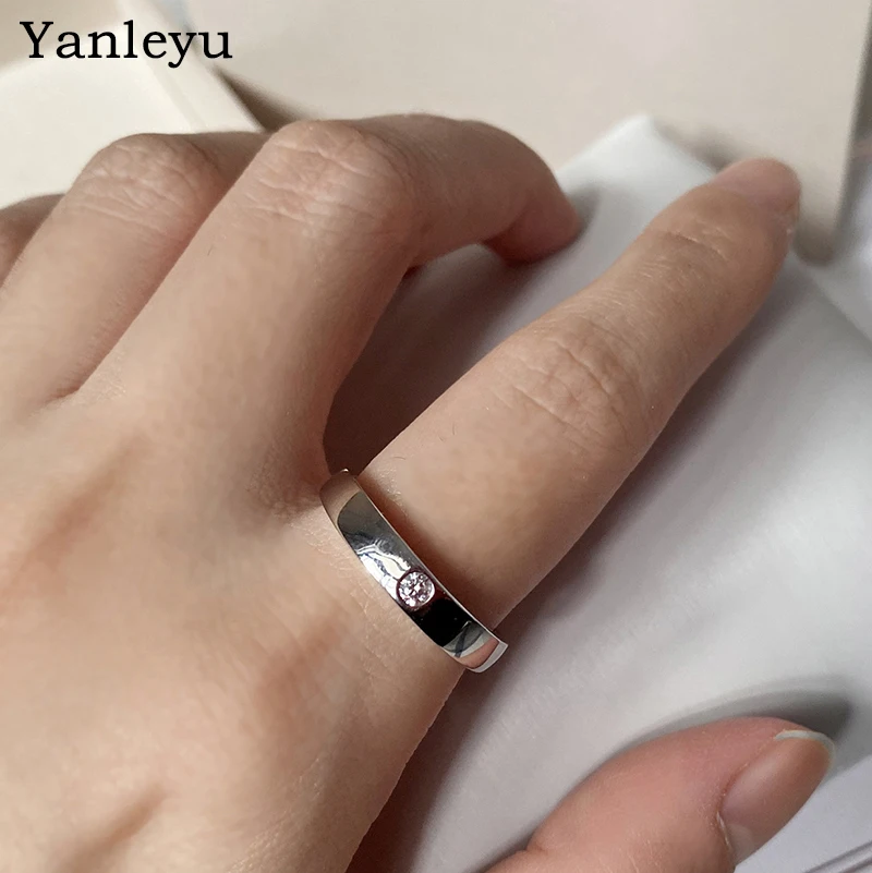 Модное простое кольцо для пары Yanleyu, тибетское посеребренное ювелирное изделие из 18-каратного белого золота, свадебные кольца для мужчин и женщин, подарки на годовщину