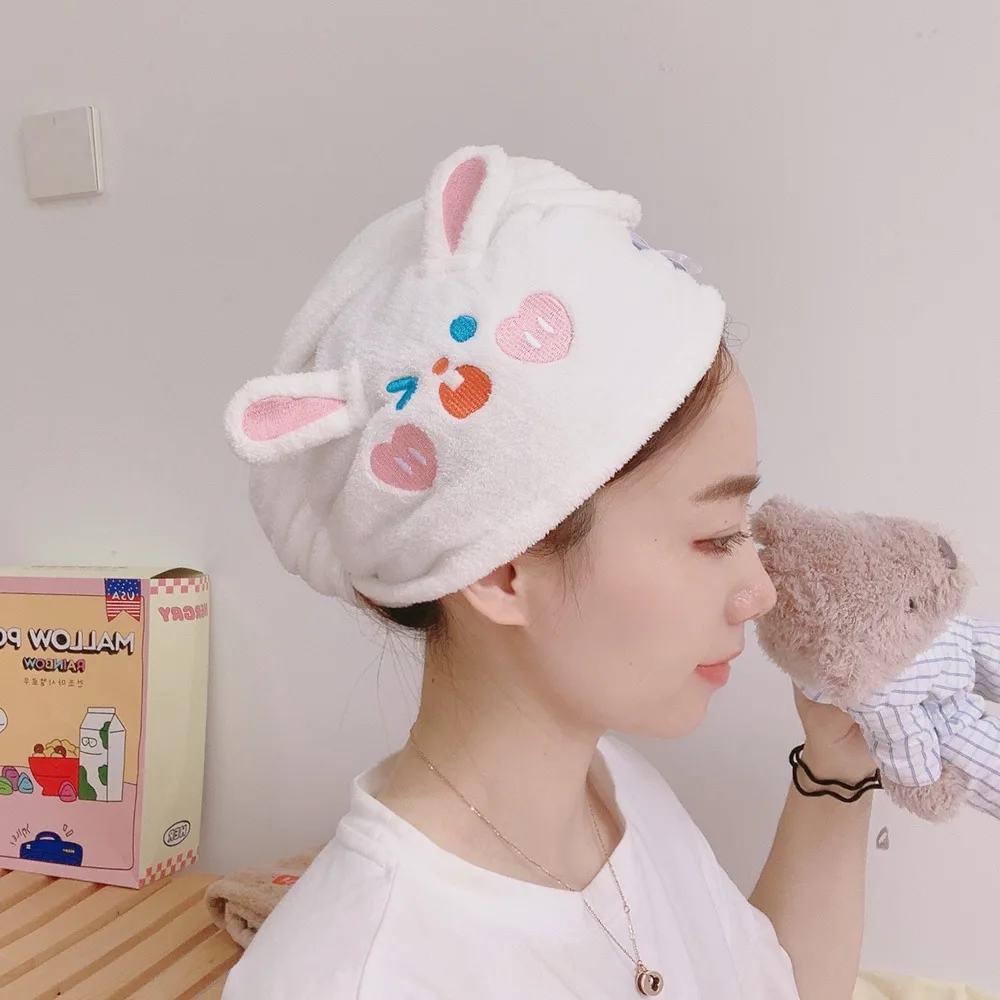 

Hair Drying Cap Female Cute Cha Cha Bear Water-absorbing Quick-drying Toe Cap Thick Shower Cap Student Shampoo Towel Cute