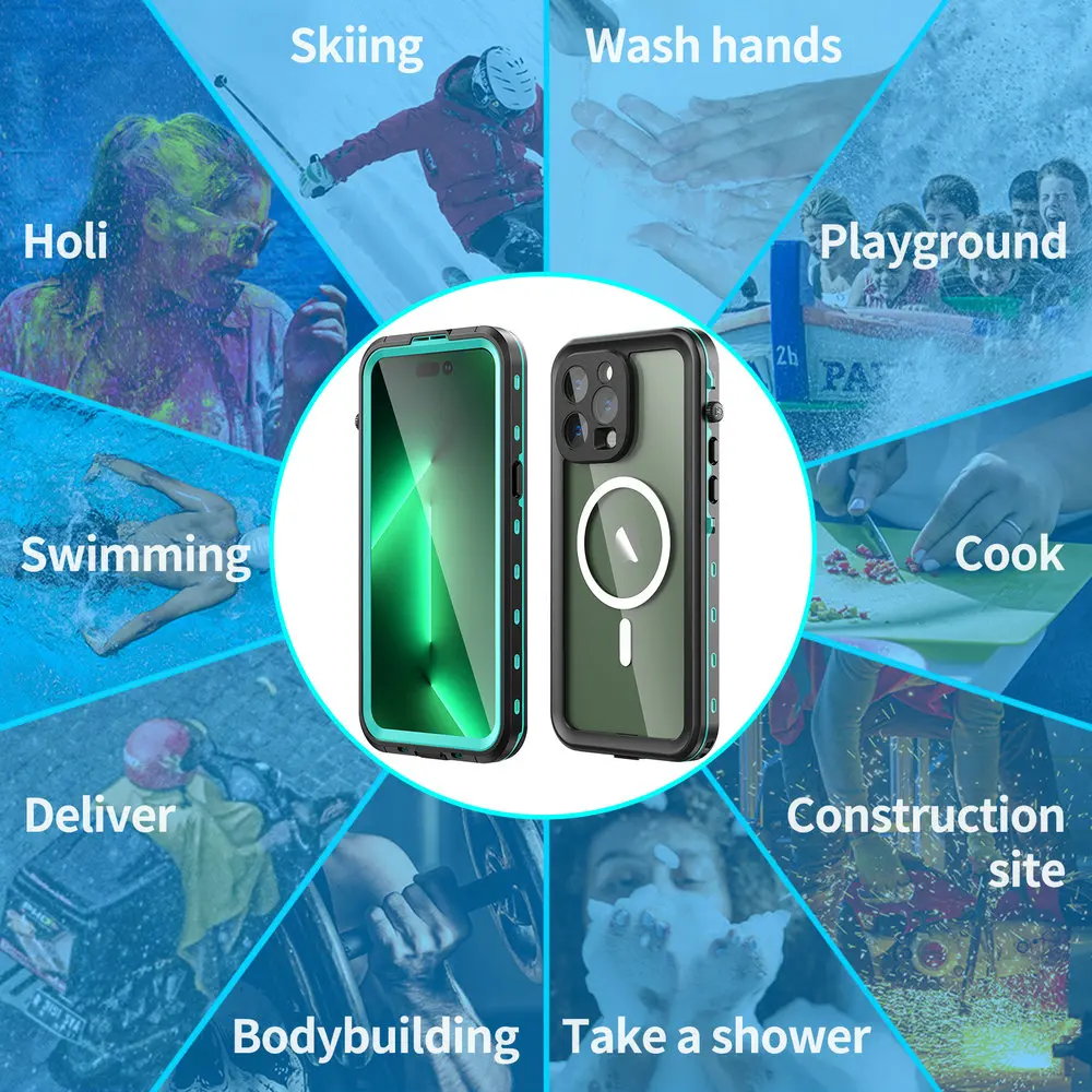 Magsafe IP68 Waterproof Case For iPhone 14 13 Pro Max Luxury Cover 360 Protect Seal Pouch Coque iPhone14 Plus Shockproof Funda