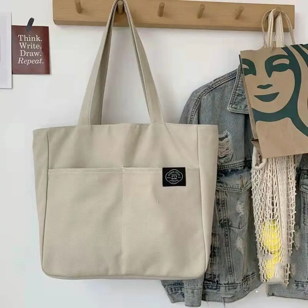 

For Students Lightweight Eco Bag Grocery Handbags Large Capacity Tote Bag Canvas Bag Women Shoulder Bags Student Bags