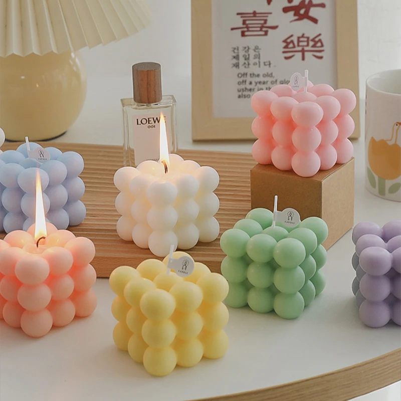 

Ins Style Bubble Cube Candle Handmade Scented Candle Aromatherapy Soy Wax Candle Wedding Birthday Candles Party Home Decoration