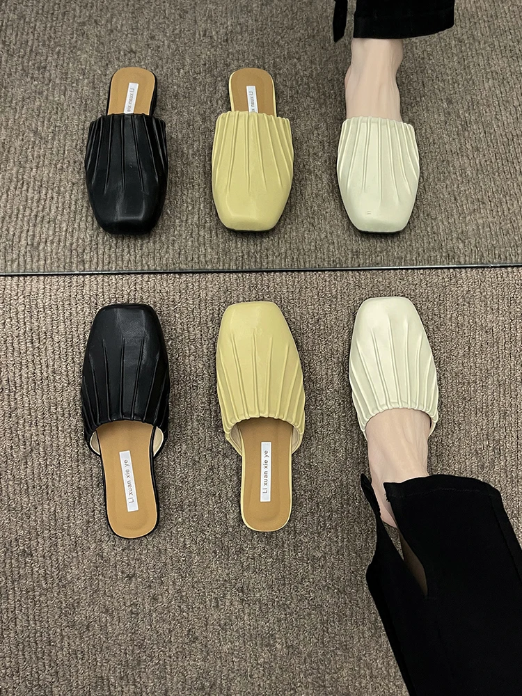 Women's Shoes Slippers Outdoor Spring Autumn Summer 2023 New Fashion Square Head Casual Low Heel Muller Summer