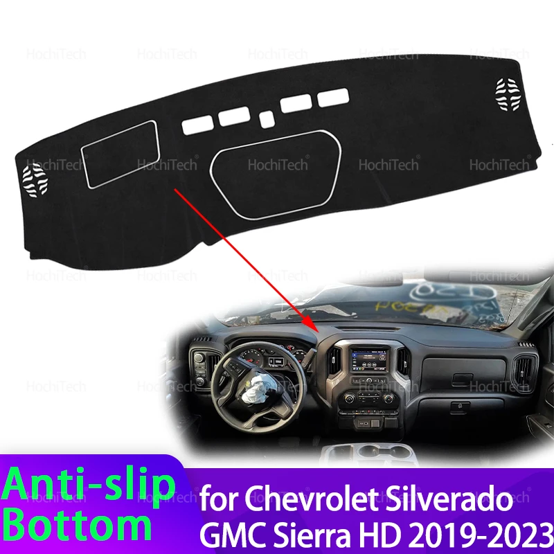 Фото Чехол на приборную панель для Chevrolet Silverado GMC Sierra HD 1500 2500 3500 2019-23, автомобильный козырек от солнца, избегайте световых накладок, ковры с защитой от УФ-лучей №1
