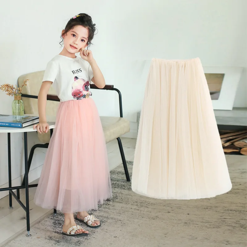 

Girls Skirts Lace Skirts for Kids Children's Long Gauze Skirt Solid Color Tutu Skirts for Girls Baby Costume Teenager Clothes