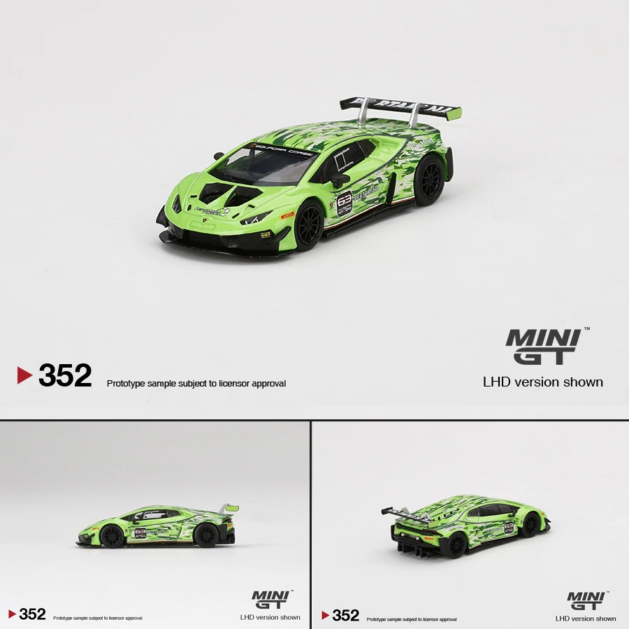 

Pre-Order MINI GT 1:64 Model Car Lamborghini Huracan GT3 EVO Alloy Die-Cast Presentation Green#352 LHD