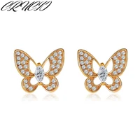 simple zircon butterfly mini full diamond hollow animal stud earrings women girl sweet exquisite student sailor moon jewelry