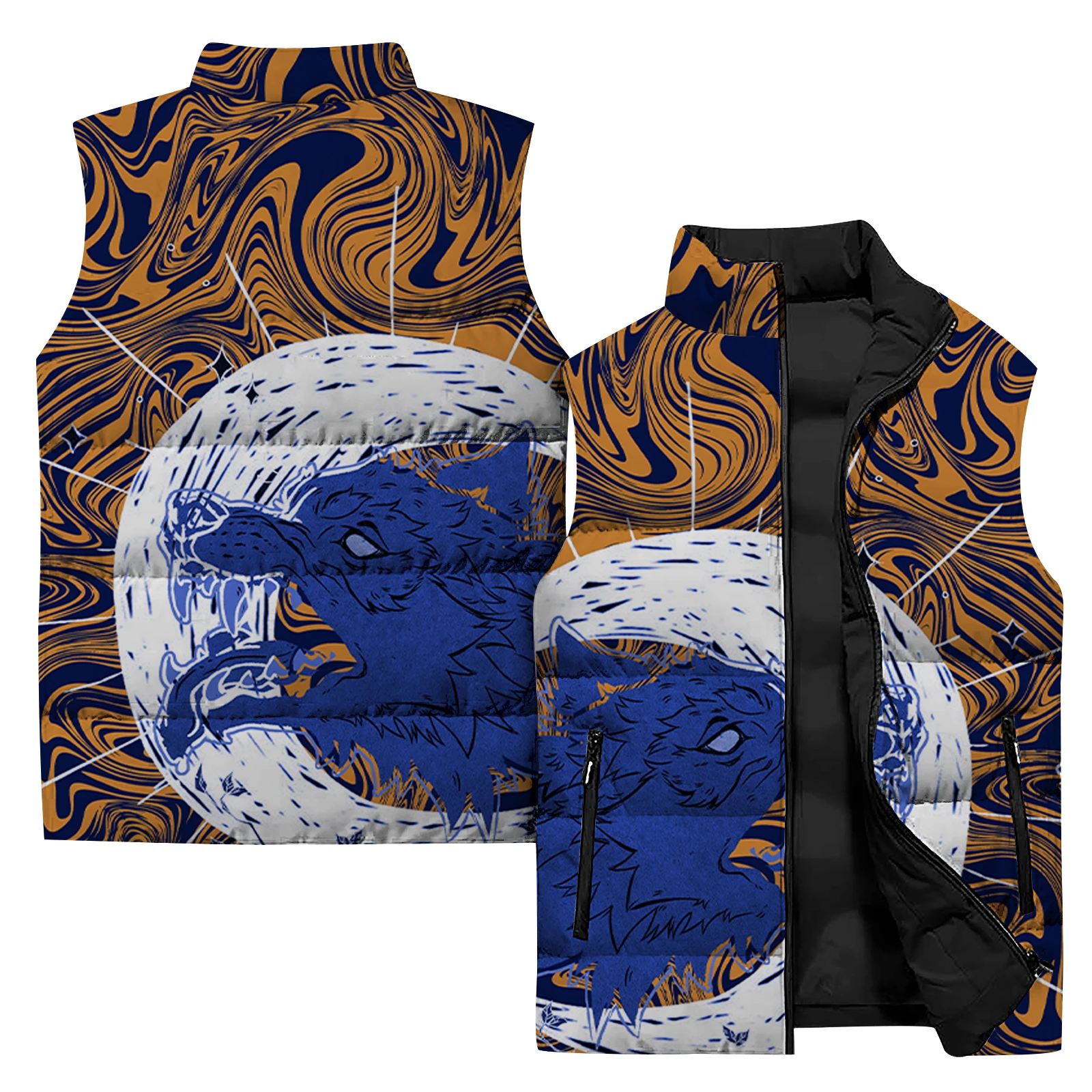 Зимняя теплая жилетка куртки Мужская крутая хлопковая майка с принтом тигра и