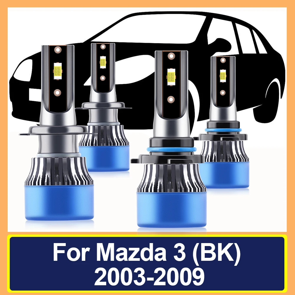 

Турбосветодиодные автомобильные лампы 2003 лм, Luces, чипы CSP, фары для Mazda 3 (BK), 2004, 2005, 2006, 2007, 2008, 2009, сменные фары дальнего и ближнего света