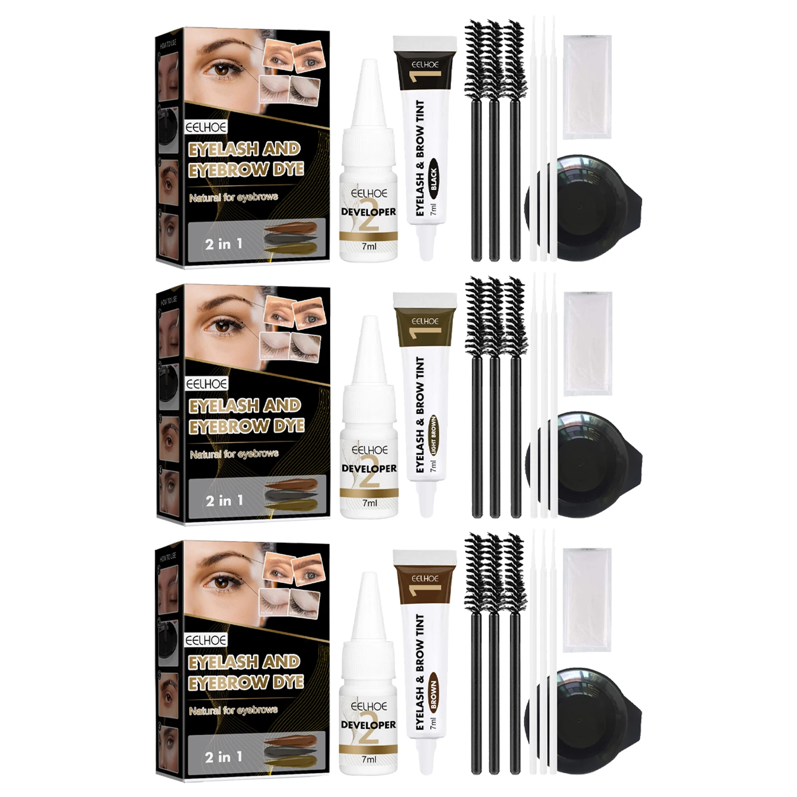 Eyelashes Eyebrow Eyelash Dye Paste Tint Kit Professional Permanent Mascara Color Brow & Lashes Dye Set