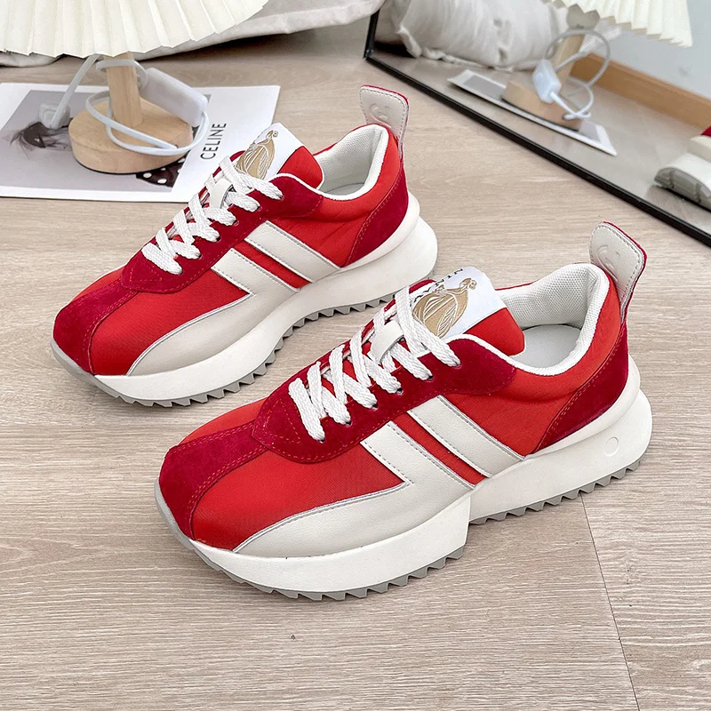 

Fashion Designer Women's Chunky Sneakers 2023 Suede Splicing Women Casual Shoes Trendy Girls Casual Sport Shoes Woman