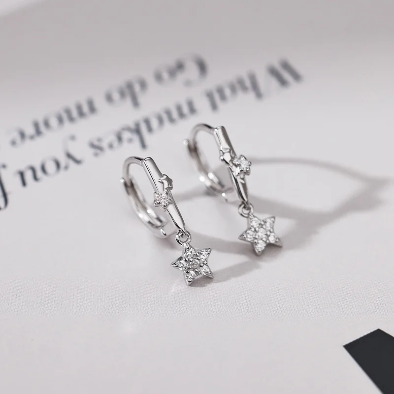 Модные серьги-гвоздики с кисточками и звездой из циркония для женщин девушек