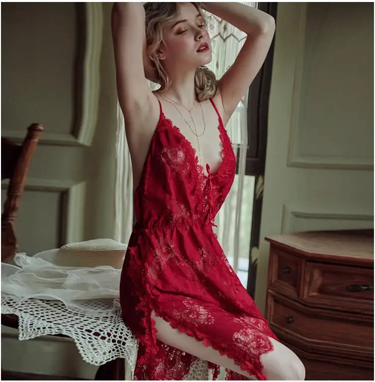 Princess Nightdress Women Lingerie Plus Size Sexy Lace Sleepwear Female Summer Romantic Nightgowns Nighty Sleeping Dress 2022