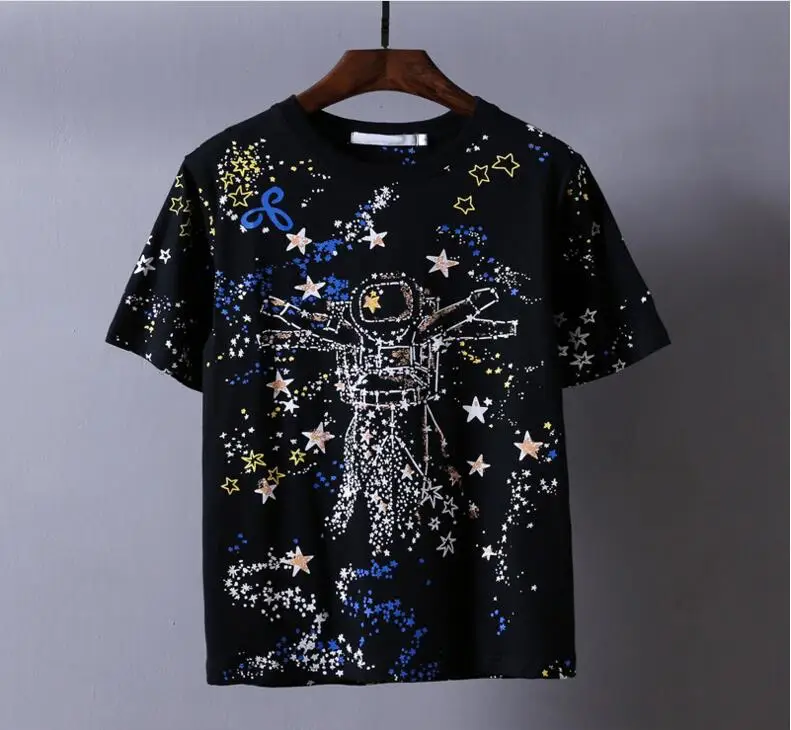 

High Novelty 2022 Men Star universe space T Shirts T-Shirt Hip Hop Skateboard Street Parkour Cotton T-Shirts Tee Top kenye #a60