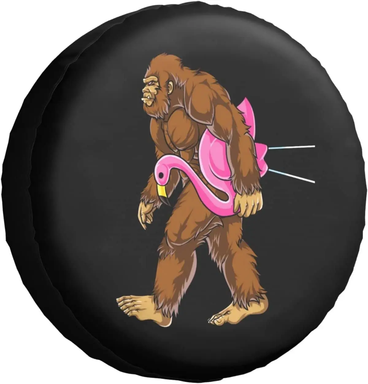 

Bigfoot Carrying Lawn Flamingo Spare Tire Cover - Waterproof Universal Spare Wheel Tire Cover - for Trailer, Camper, SUV