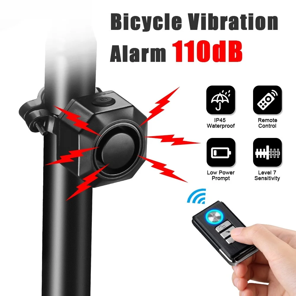 

Wireless Bike Vibration Alarm USB Charging Motorcycle Bicycle Alarm Remote Control Anti-theft Bike Detector Alarm System