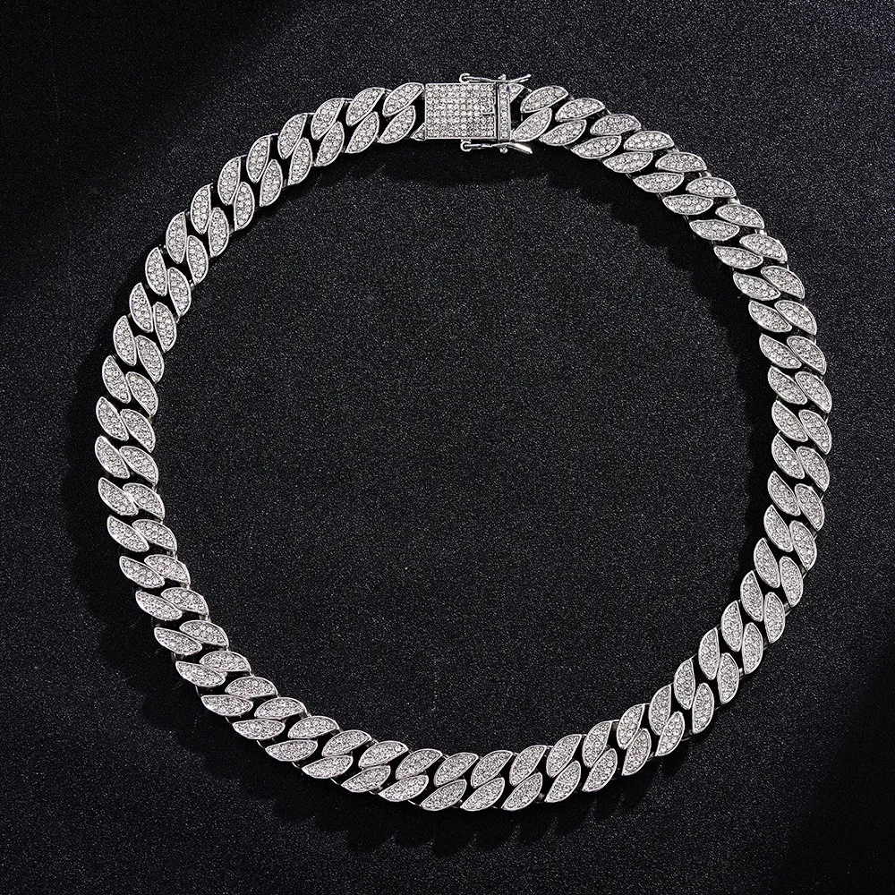 

15mm Iced Out Cuban Link Chain Necklaces Bling Zircon Stone Miami Chain Choker For Men Women Hip Hop Jewelry Free Shipping