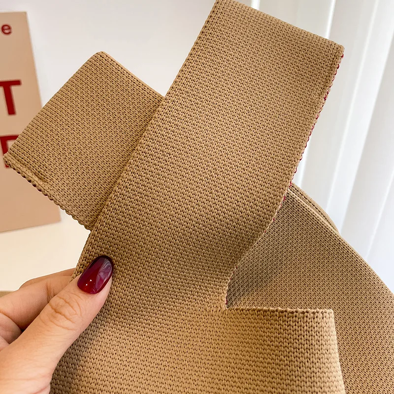 Осенняя Сумка-жилет женская сумка Вязаная Мягкая ручная однотонная для покупок