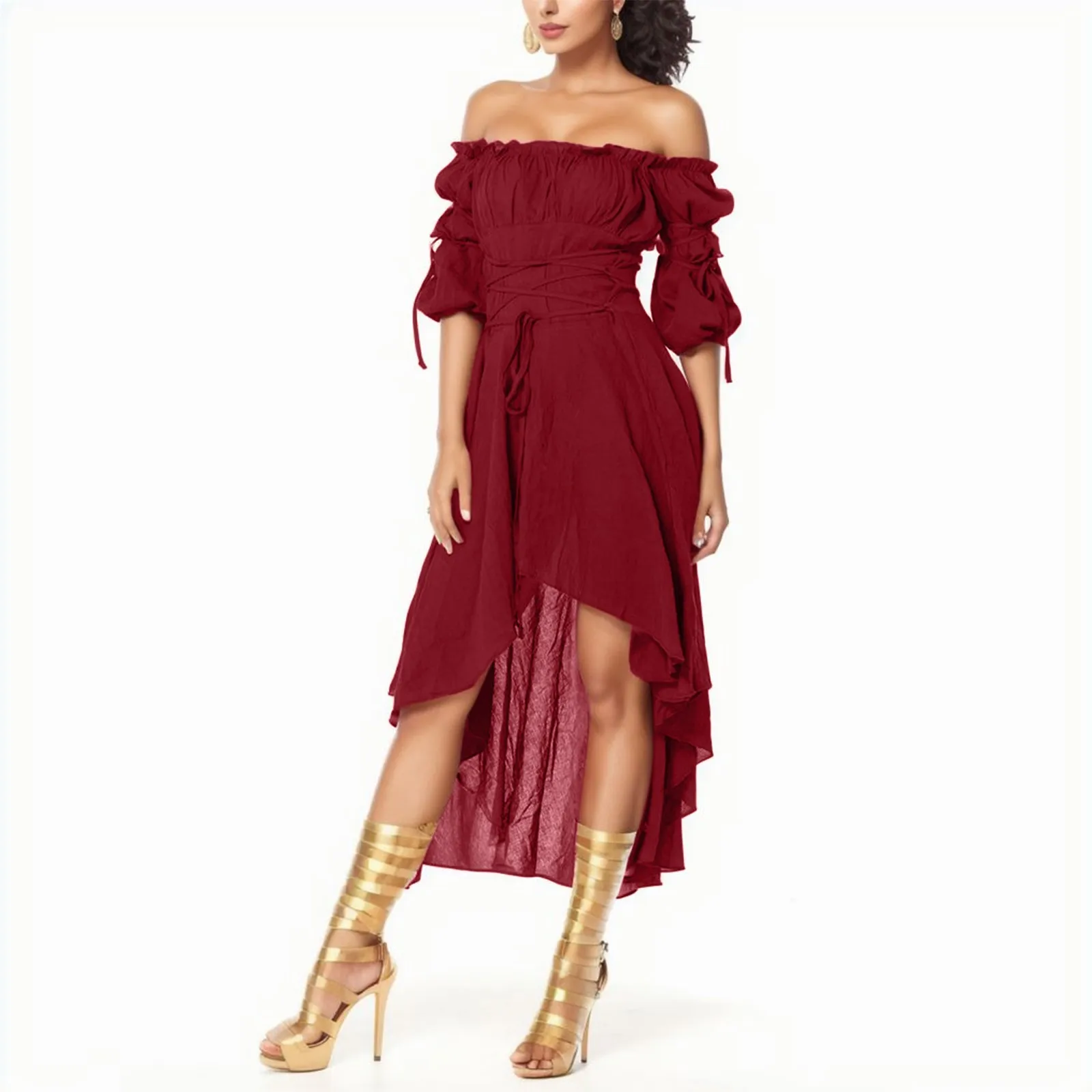 

Retro Evening Dress Women Sexy Strapless Off Shoulder Half Sleeve Prom Banquet Elegant Gothic Dresses Female vestidos para mujer