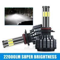 9005 led headlights hb3 car lamps 12v 2 bulbs 6 sides chips 22000lm super bright built in canbus decode easy install longer life