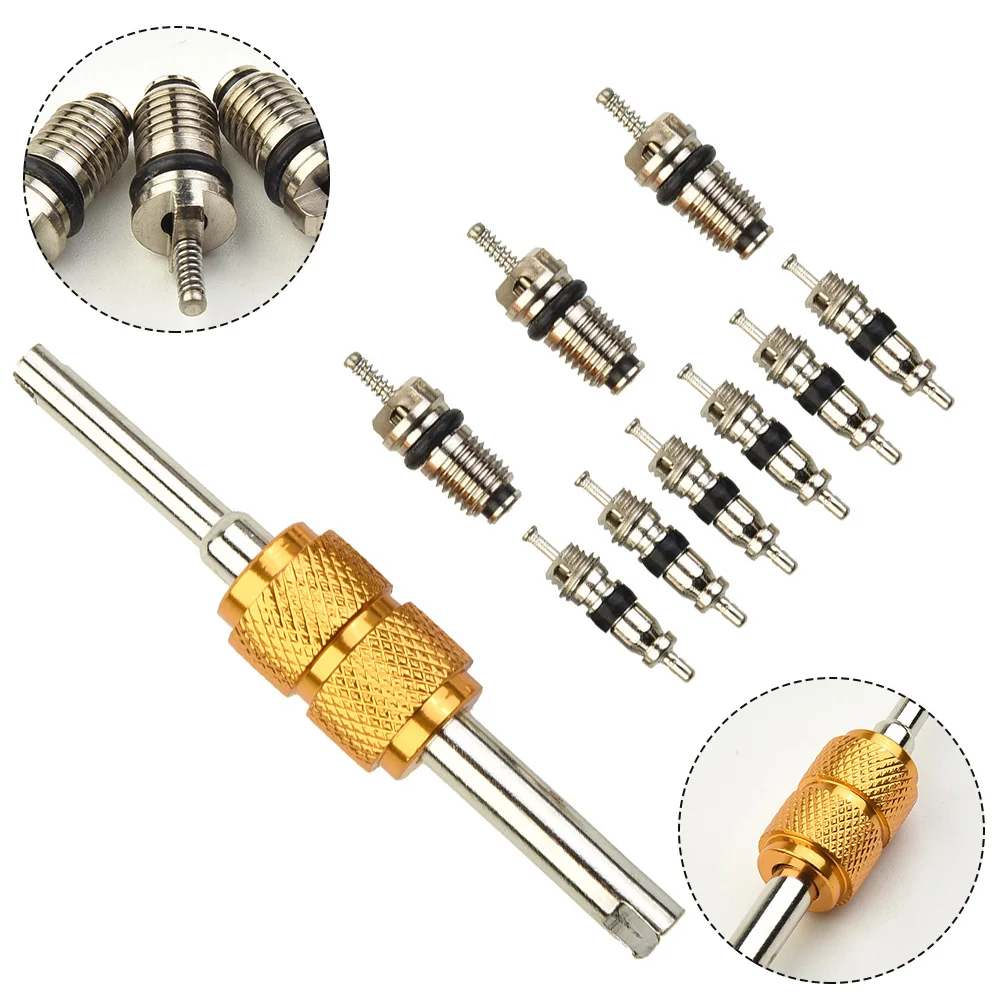 

9Pcs Car Air Conditioning Valve Core With 1PC Remover Tool For A/C System Car Air Conditioner Valve Cores Assortment Tool