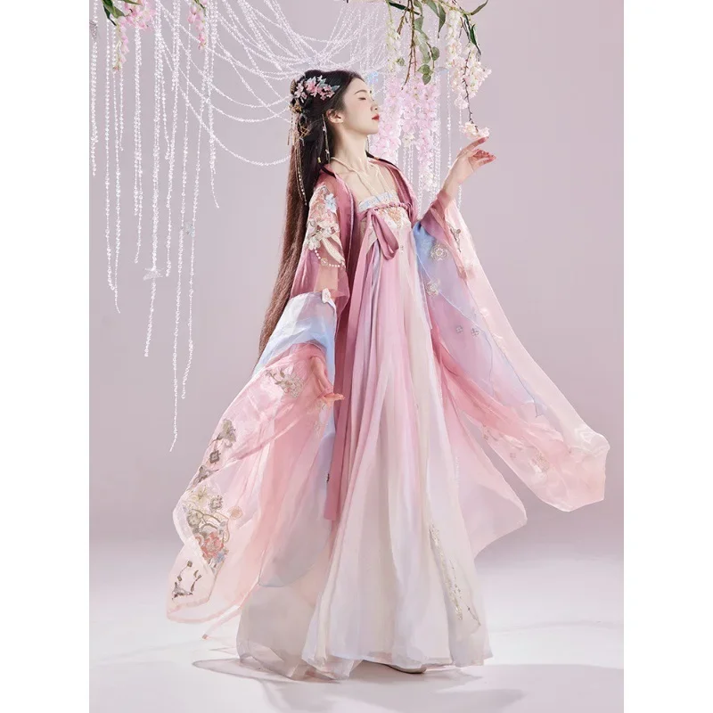 JY18 Original Hanfu Female Embroidery Chebule Skirt Modified Han Elements Chest-length Tang Spring Suit
