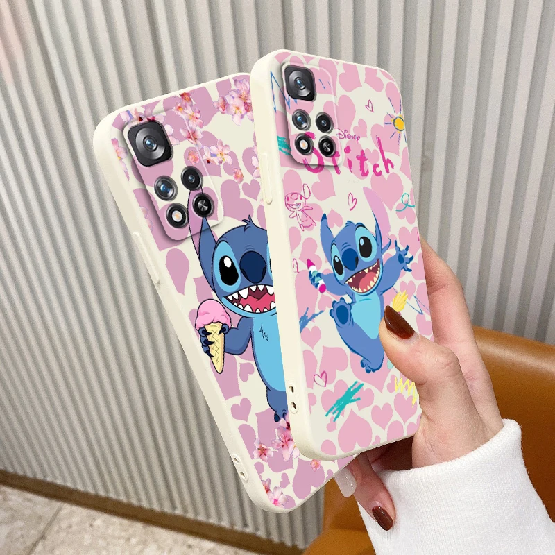 

Liquid Rope TPU Funda Disney Stitch Cute Cartoon Phone Case For Xiaomi Redmi Note 11 11S 11T 10S 10 9S 9T 9 8T 8 Pro Plus 5G