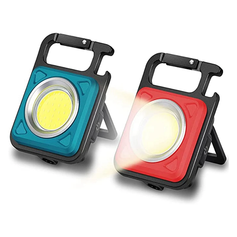 

2 Pcs Mini COB Key Chain Work Light, Suitable For Hiking, Camping, Survivals And Emergency.