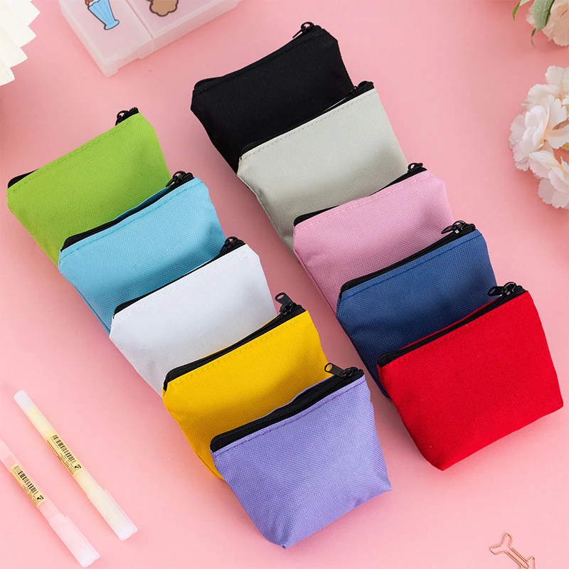 

Fashion Solid Color Cotton Canvas Coin Purse Zipper Key Storage Pouch Women Travel Storage Bag DIY Multipurpose Bag