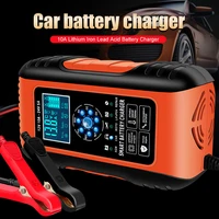 12v 24v intelligent car battery charger fully automatic 7 stage car motorcycle battery charger lcd display for lead acid agm gel