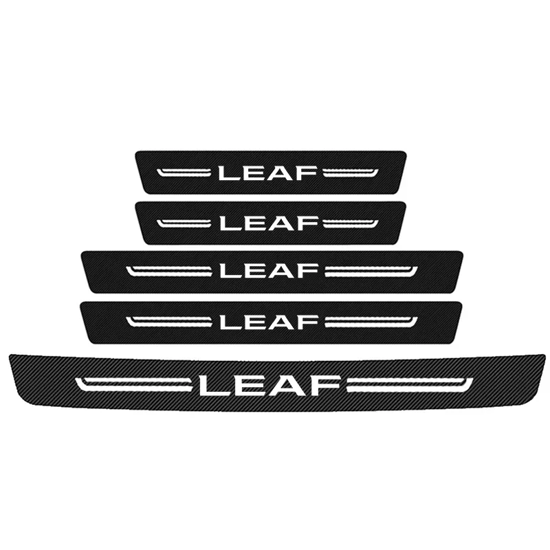 

Защитная наклейка на порог автомобиля для Nissan Leaf, эмблема, полоса на порог, углеродное волокно, кожа, устойчивая к царапинам, автоаксессуары