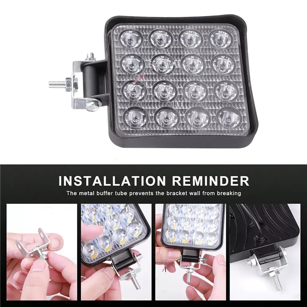 6000K Car Light 48W LED Offroad Work Light Bar 4X4 Headlight Tractor Spotlights For SUV ATV Motorcycle Truck Auto Bulbs