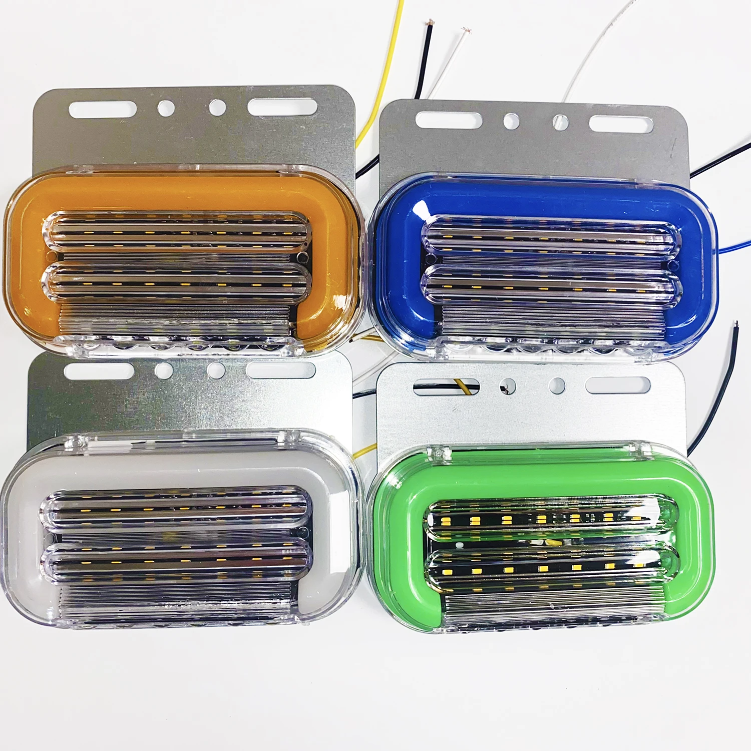 

4PCS Truck Trailer Side Lamp LED Waterfall Signal Lights 24V Guide Water Setting Copper Rivets