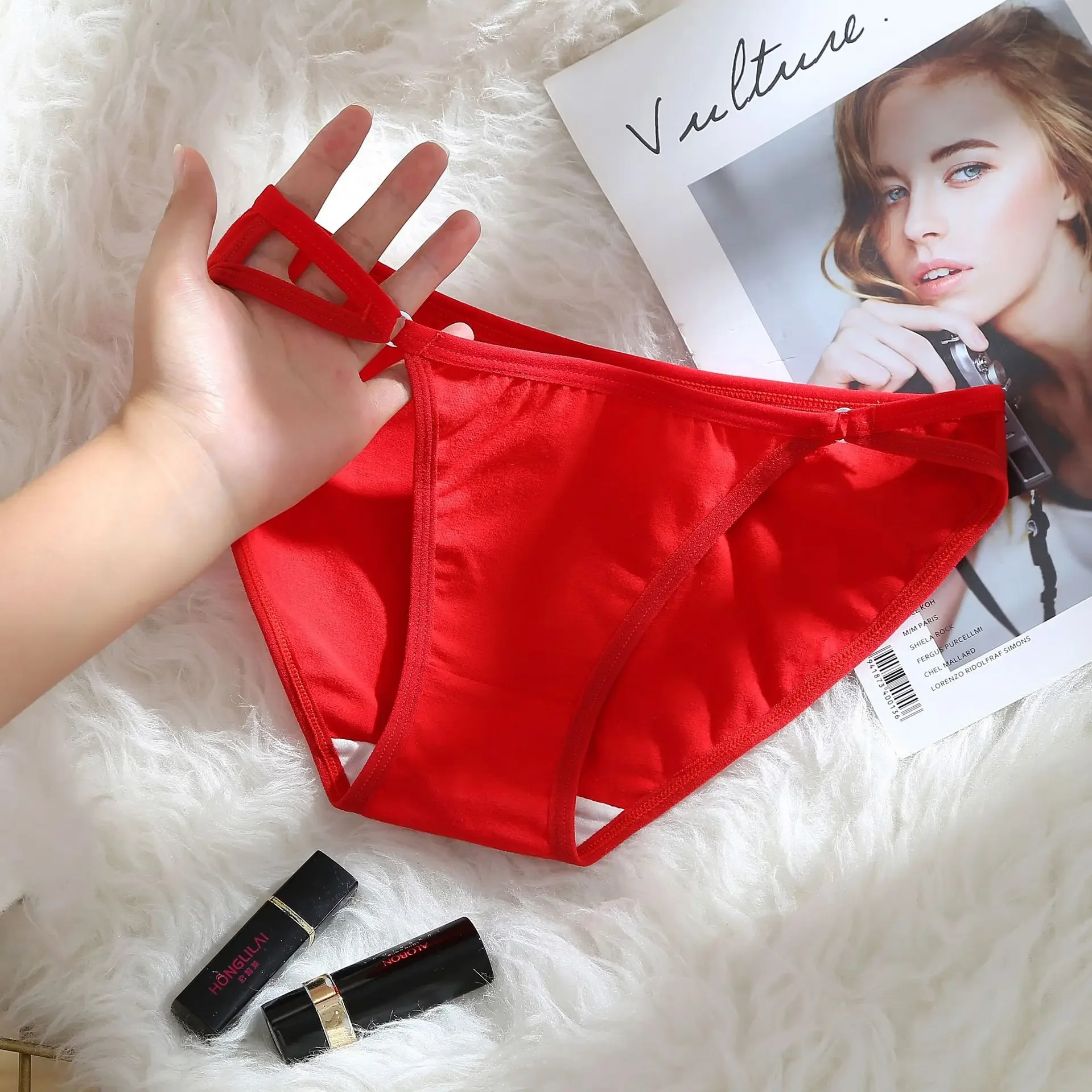 Японские простые удобные хлопковые трусики Соблазнительные с низкой мотней