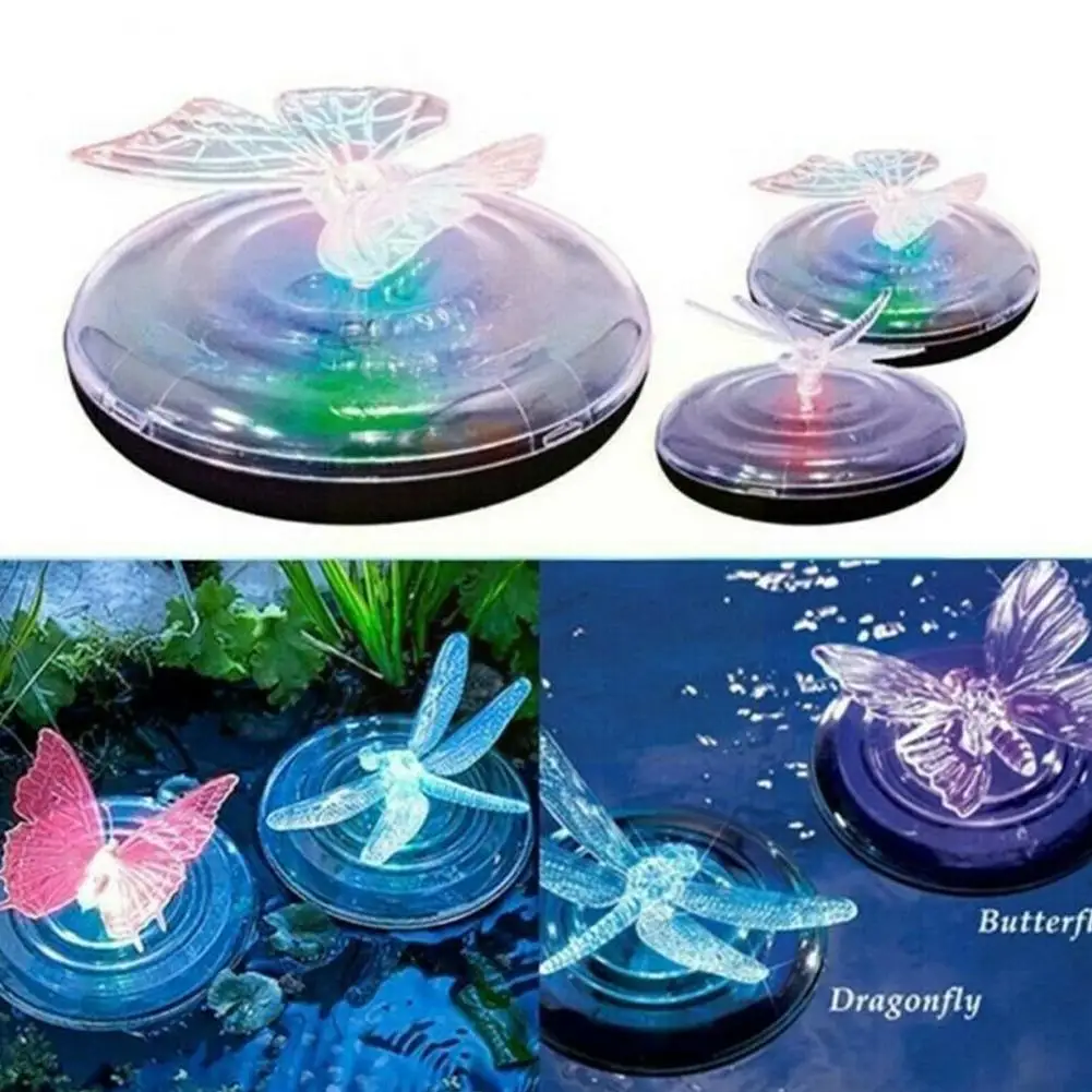 

Solar LED Float Lamp RGB Color Change Butterfly Dragonfly Outdoor Swimming Decor Pond Light Garden Pool Underwater Light Wa J0G8