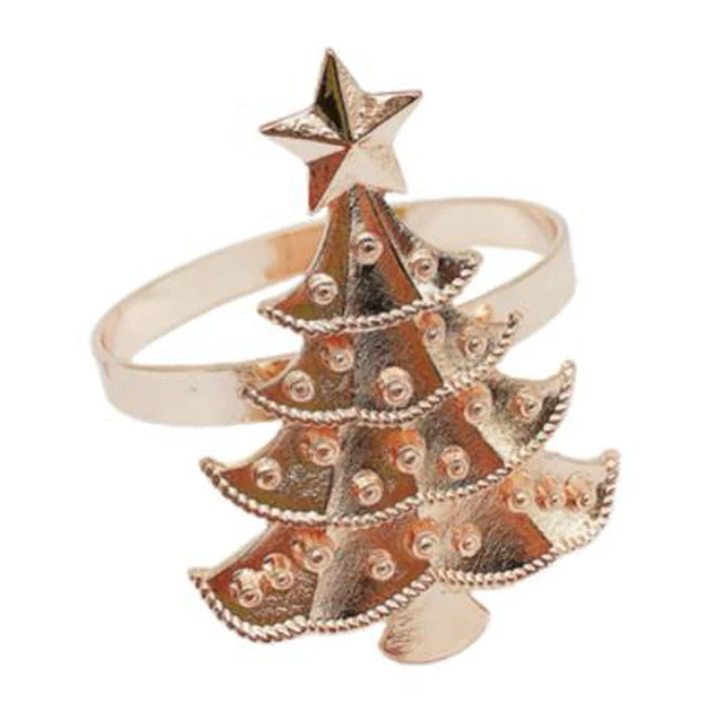 

6Pcs Christmas Tree Wedding Home Xmas Party Table Decor Towel Buckle Napkin Ring Holder Table Decoration