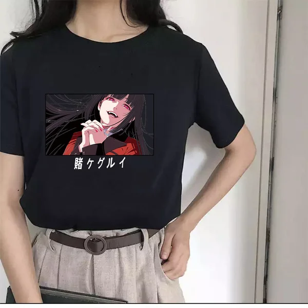 Японское аниме Kakegurui футболка женская Kawaii мультфильм Jabami Yumeko летние футболки
